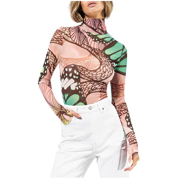 AFRM Zadie Top in Green Butterfly - Picture 5 of 5